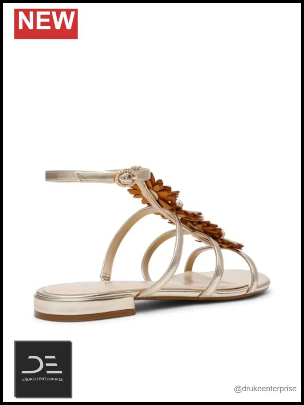 Rhinestone Heeled Sandals with Ankle Strap - Low Heel Gladiator Sandals